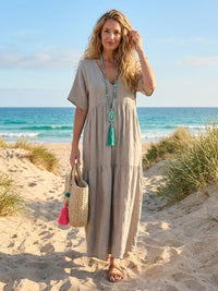 Tiffany | Boho Maxi Dress Tiered V-Neck