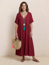 Tiffany | Boho Maxi Dress Tiered V-Neck