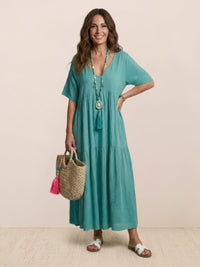 Tiffany | Boho Maxi Dress Tiered V-Neck