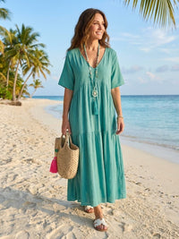 Tiffany | Boho Maxi Dress Tiered V-Neck