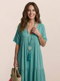 Tiffany | Boho Maxi Dress Tiered V-Neck
