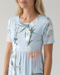 Leah | Short Sleeve Floral Midi Dress with Pockets