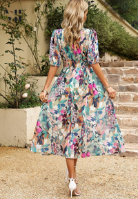 Rosalie | Wedding Guest Midi Dress Floral V-Neck