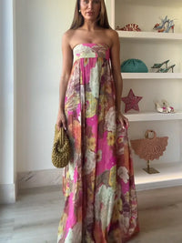 Rebecca | Wedding Guest Maxi Dress Strapless Floral