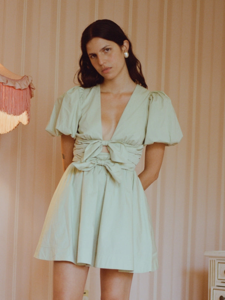 Bianca | Cocktail Mini Dress V-Neck Puff Sleeve