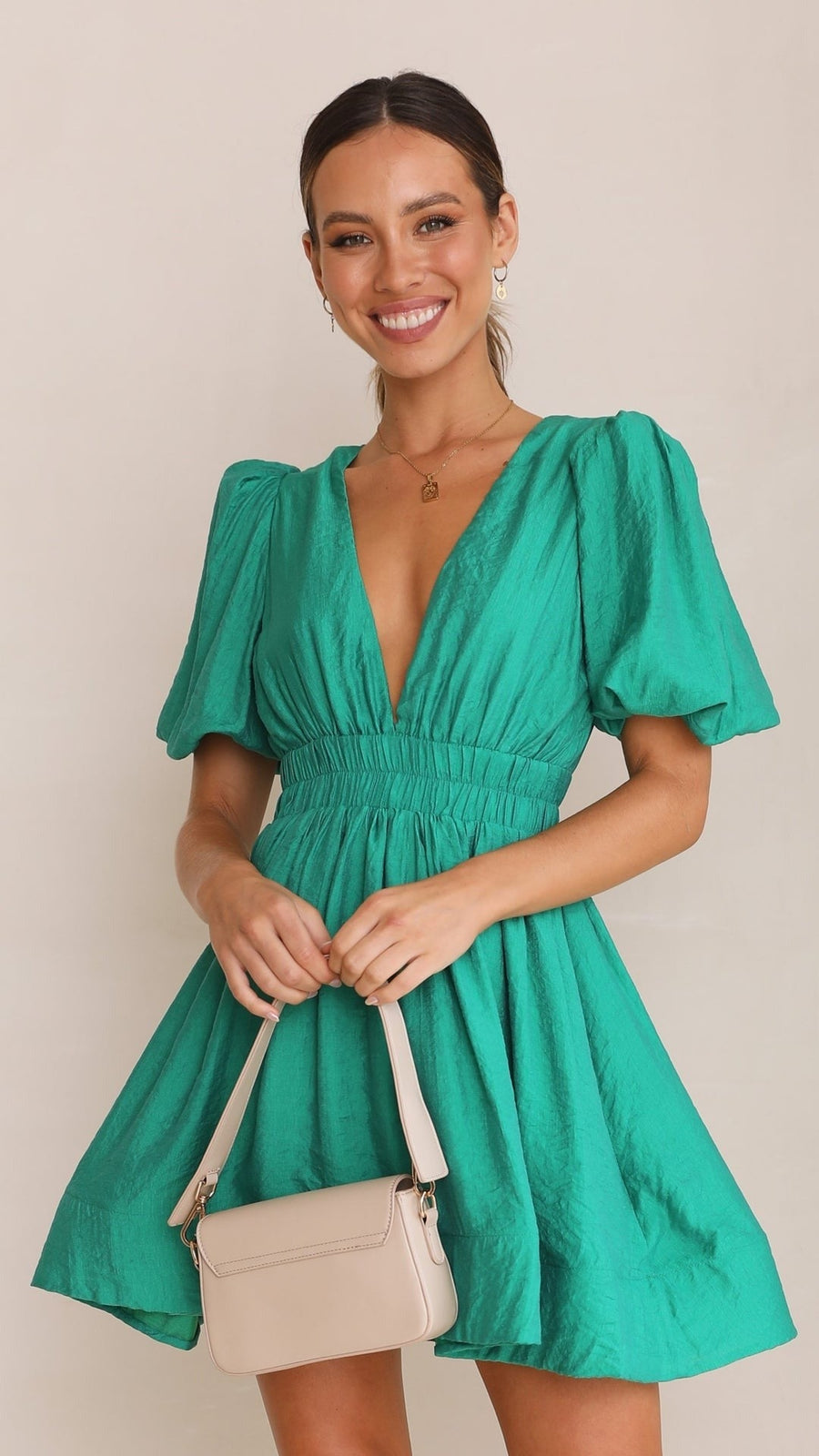Felicity | Mini Sundress V-Neck Puff Sleeve