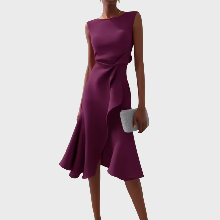 Aurora | Cocktail Midi Dress Asymmetric Sleeveless