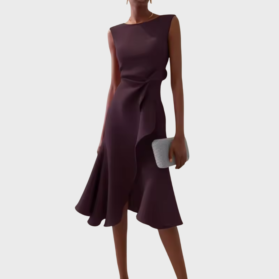 Aurora | Cocktail Midi Dress Asymmetric Sleeveless