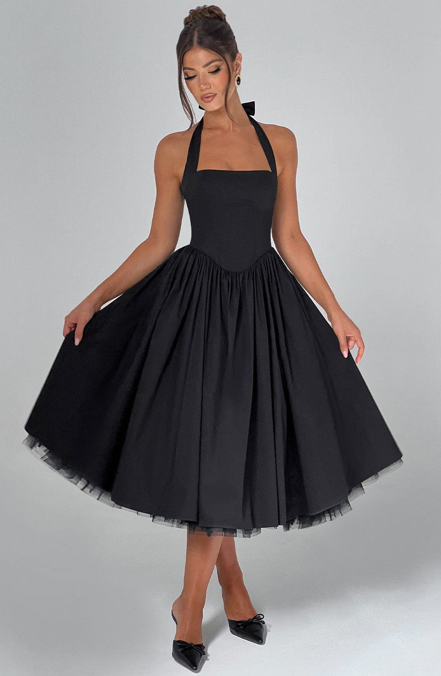 Katherine | Wedding Guest Midi Dress Halter