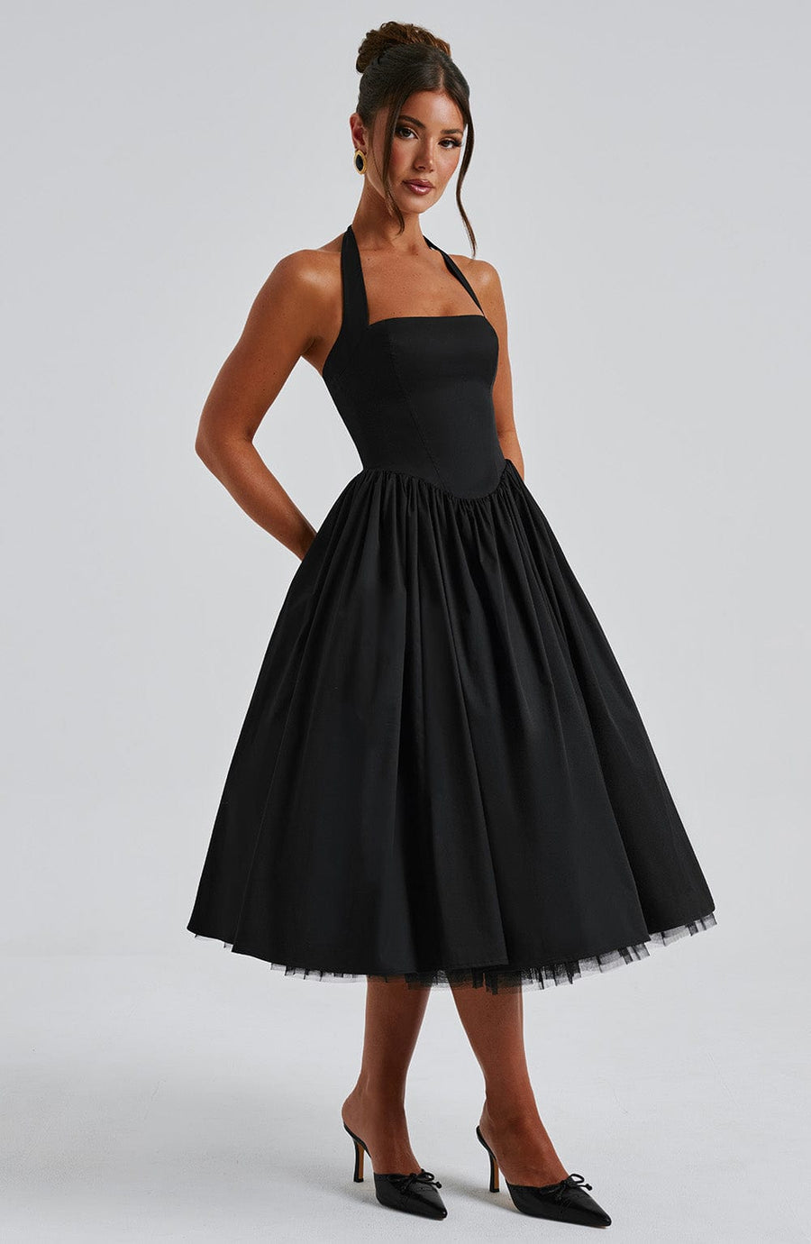 Katherine | Wedding Guest Midi Dress Halter