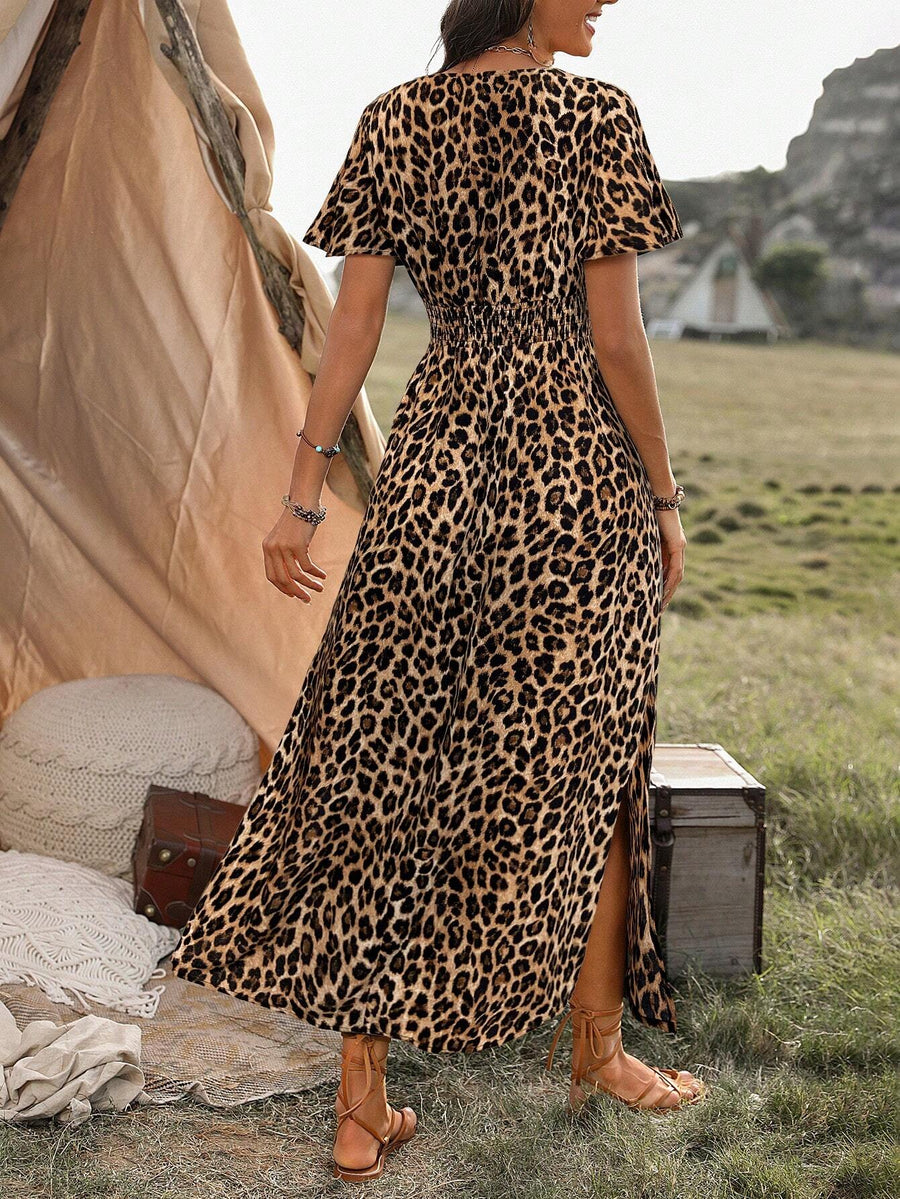 Brooke | Wrap Maxi Dress Animal Print V-Neck