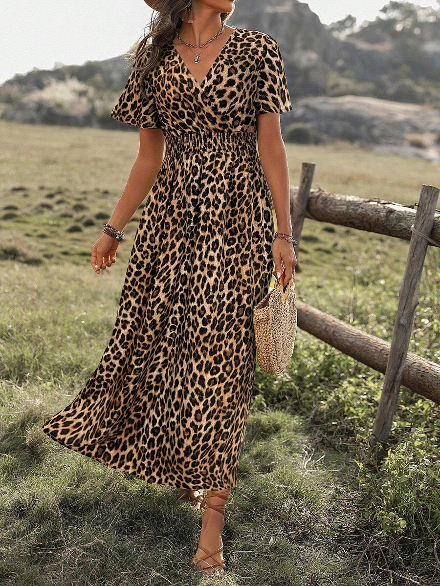 Brooke | Wrap Maxi Dress Animal Print V-Neck