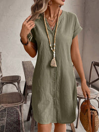 Madison | Wedding Guest Mini Dress Short Sleeve Button-Front