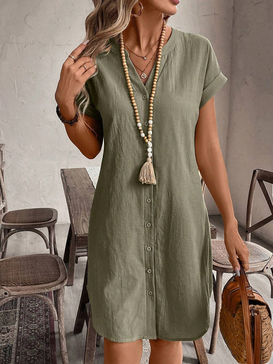 Madison | Wedding Guest Mini Dress Short Sleeve Button-Front