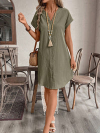 Madison | Wedding Guest Mini Dress Short Sleeve Button-Front
