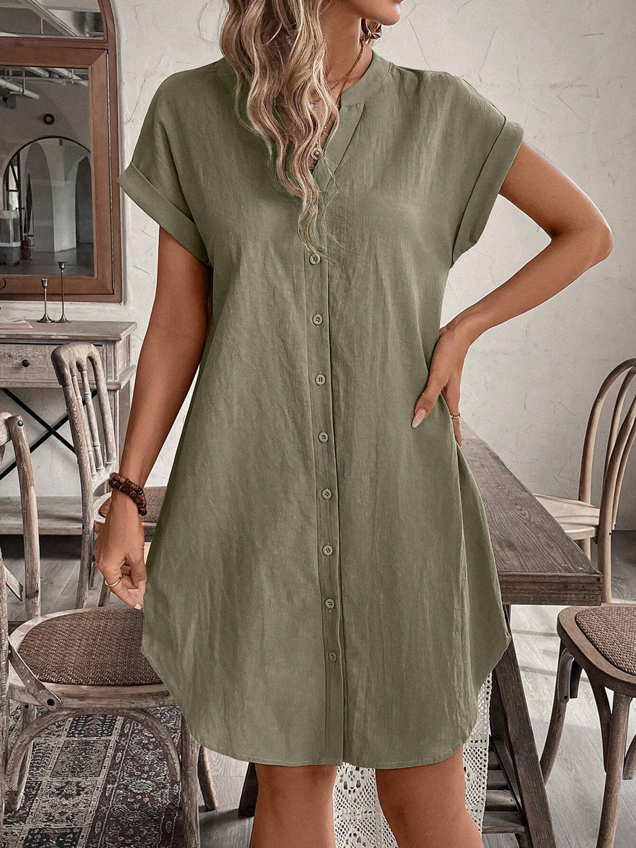 Madison | Wedding Guest Mini Dress Short Sleeve Button-Front