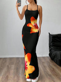 Madeline | Backless Maxi Dress Floral Spaghetti Strap