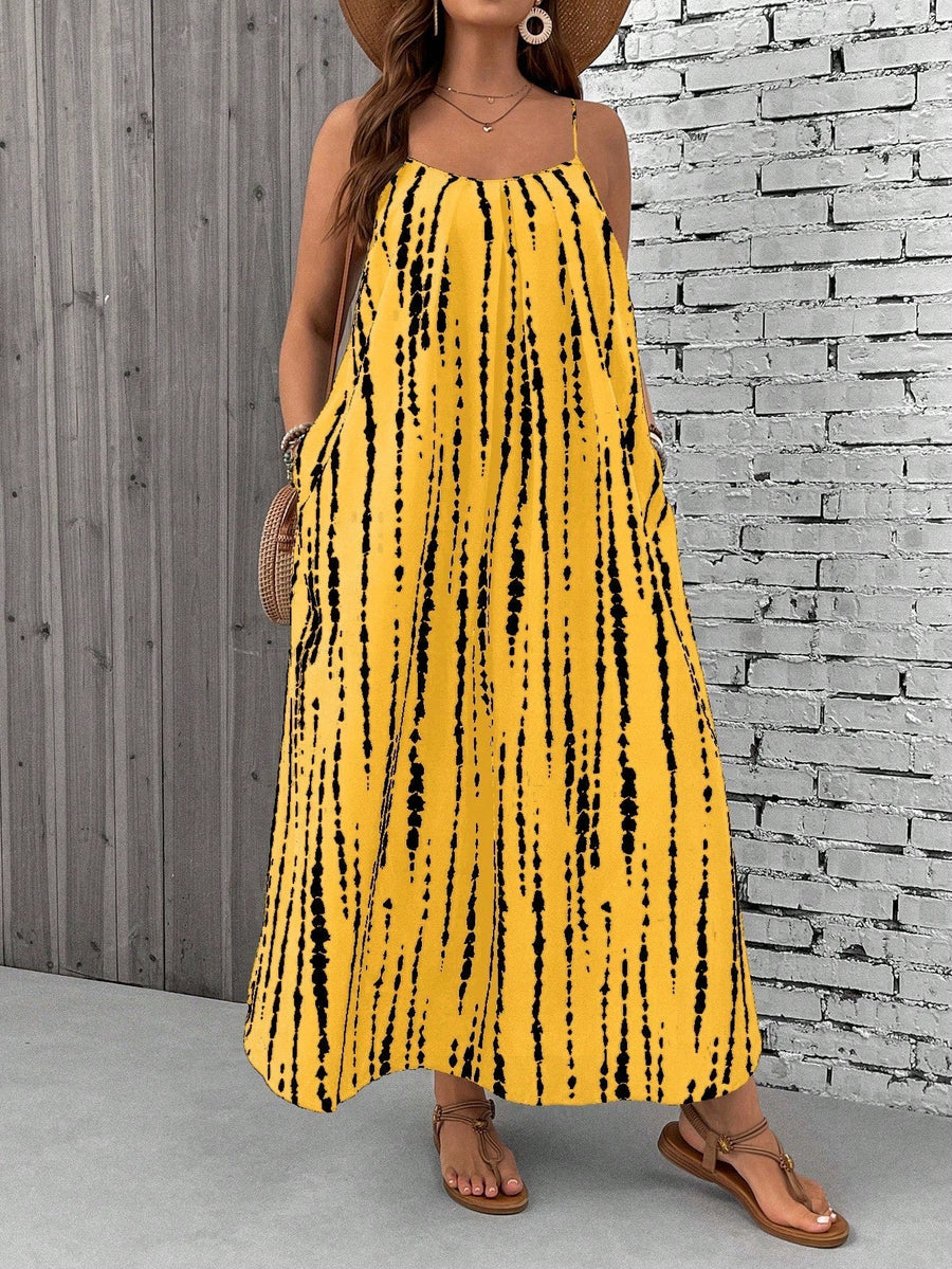 Yvonne | Boho Maxi Sundress Tropical Spaghetti Strap