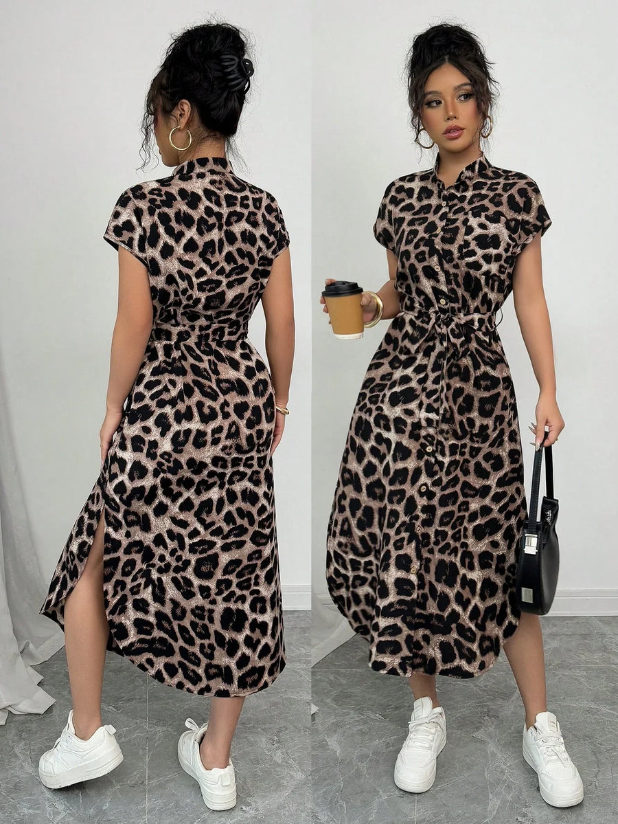 Sloane | Wedding Guest Midi Dress Animal Print