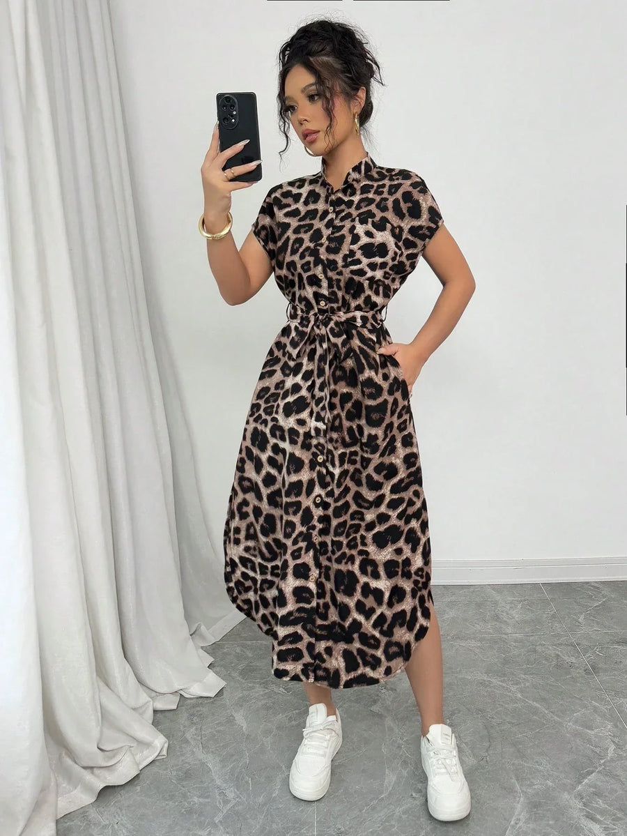 Sloane | Wedding Guest Midi Dress Animal Print