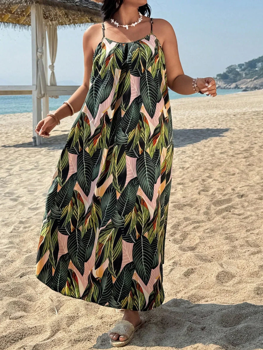 Yvonne | Boho Maxi Sundress Tropical Spaghetti Strap