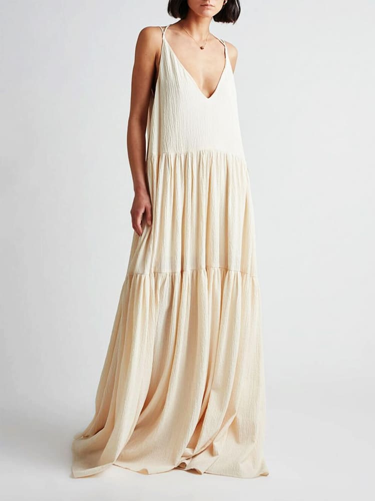 Lorraine | Boho Maxi Dress Plunging Tiered