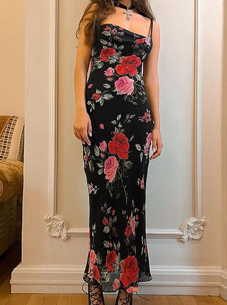 Raegan | Floral Maxi Dress Bodycon Spaghetti Strap