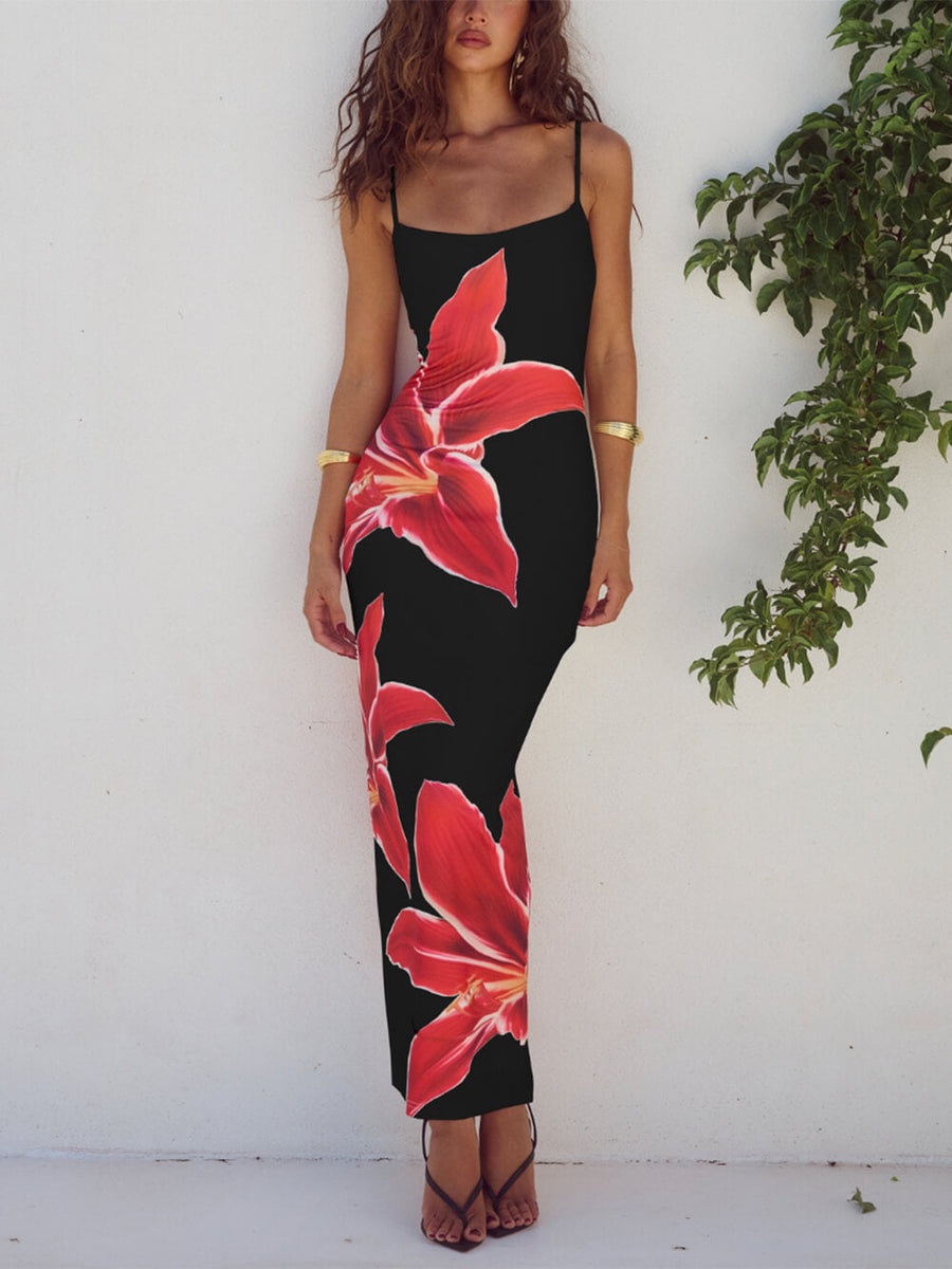 Katherine | Floral Maxi Dress Spaghetti Straps