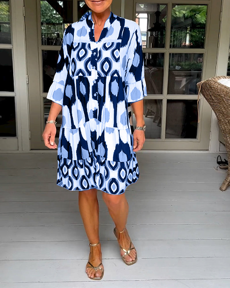 May | Boho Sundress Tiered Button-Front
