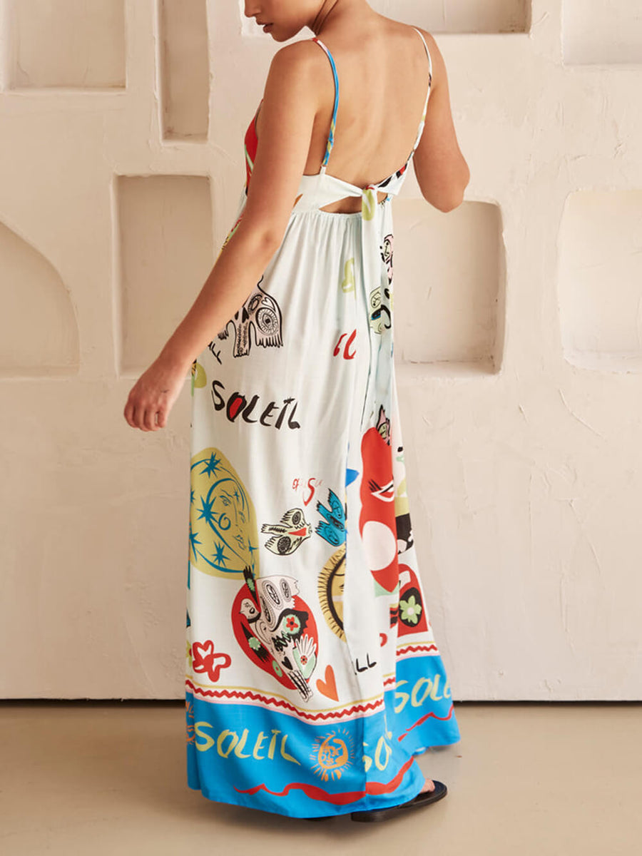 Melanie | Printed Maxi Sundress Spaghetti Strap