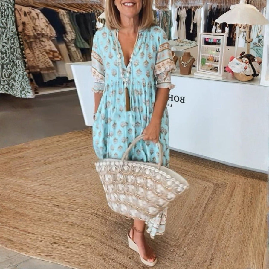 Susanna | Boho Maxi Dress Tassel V-Neck