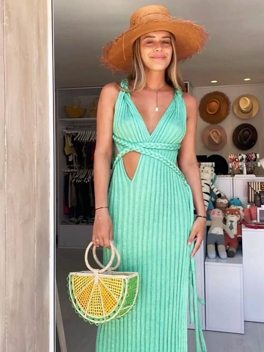 Tiana | Maxi Sundress Sheath Plunging Neckline