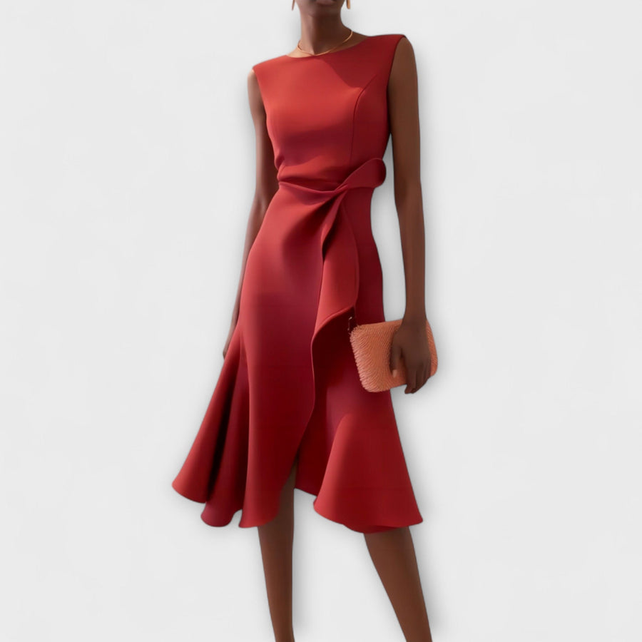 Aurora | Cocktail Midi Dress Asymmetric Sleeveless