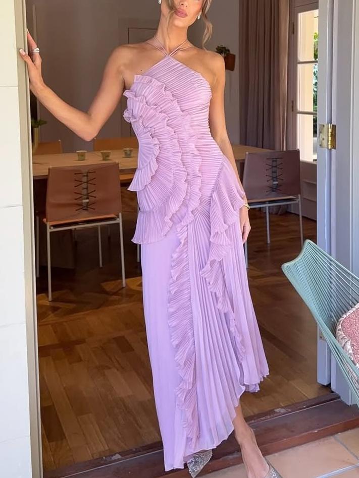Frances | Wedding Guest Maxi Dress Halter Neck
