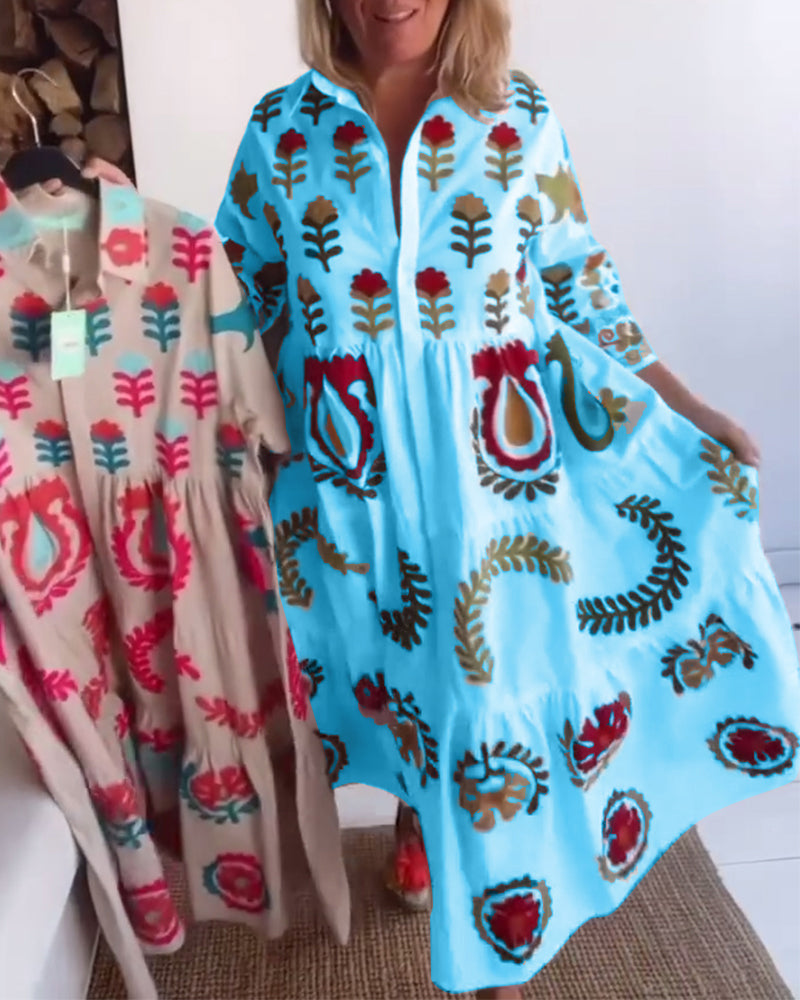 Quincy | Printed Midi Dress Collared