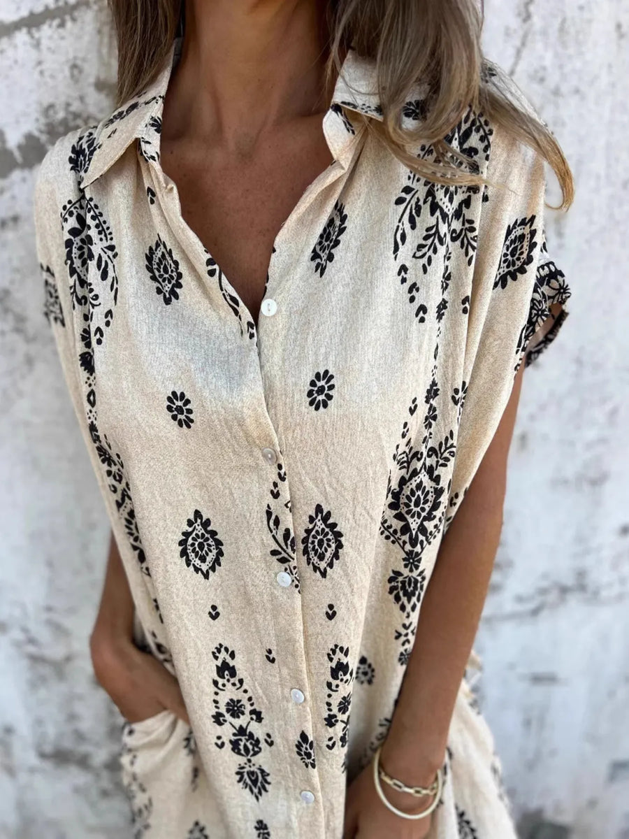 Olive |  Boho Dress Button-Front