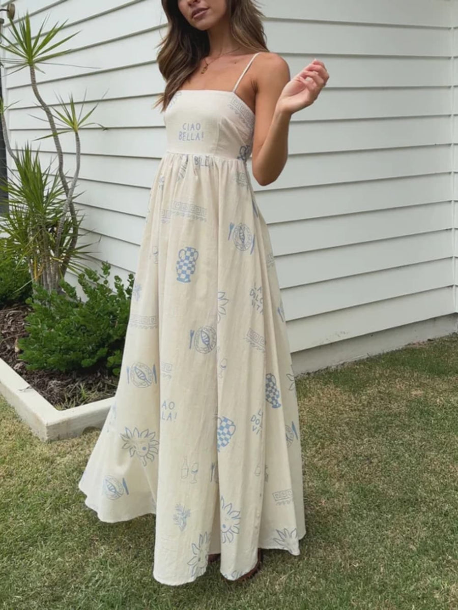 Theodora | Backless Maxi Dress Spaghetti Strap