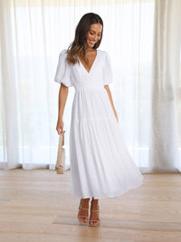 Naomi | Wedding Guest Midi Dress Short Sleeve