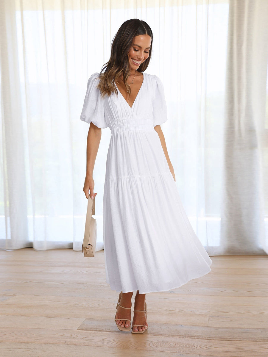 Naomi | Wedding Guest Midi Dress Short Sleeve