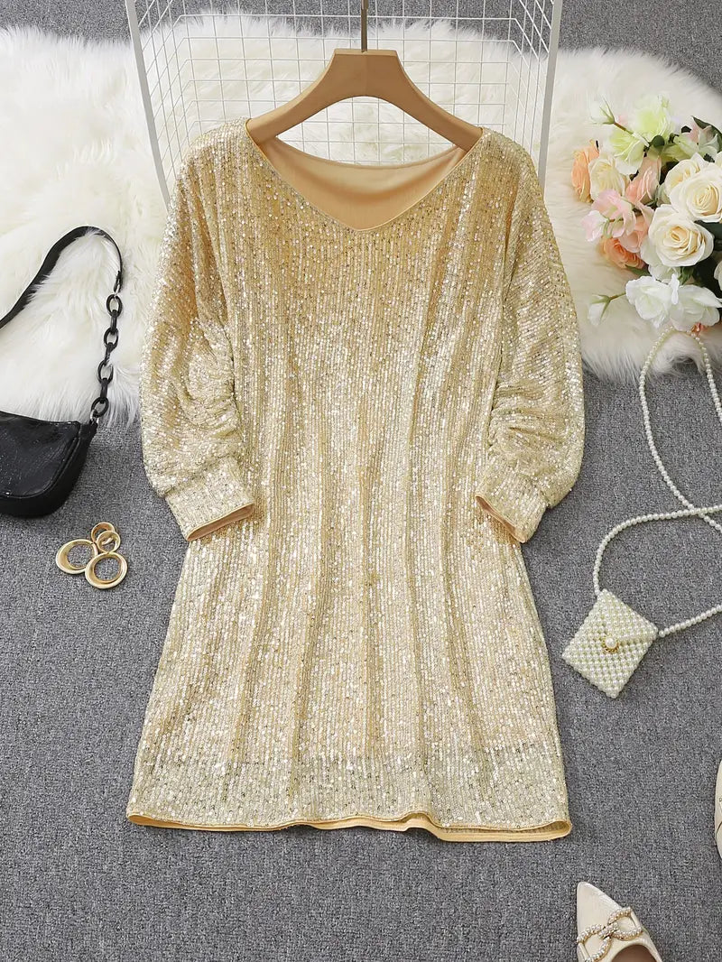 Pearl | Cocktail Mini Dress Sequin Long Sleeve
