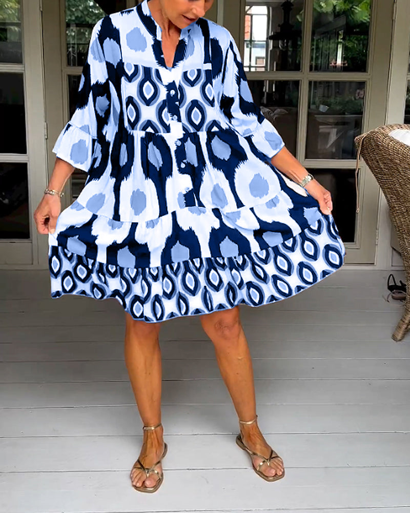 May | Boho Sundress Tiered Button-Front
