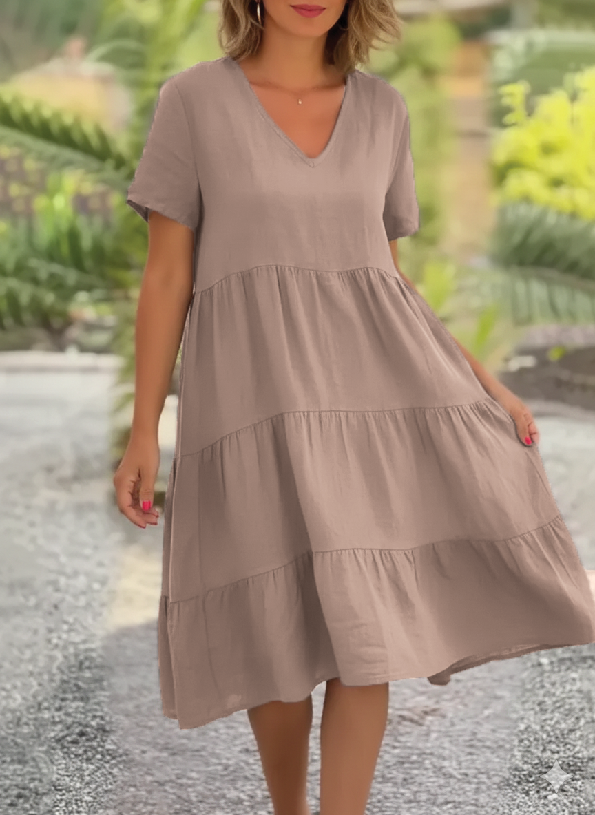 Rachel | Boho Sundress A-Line V-Neck Tiered