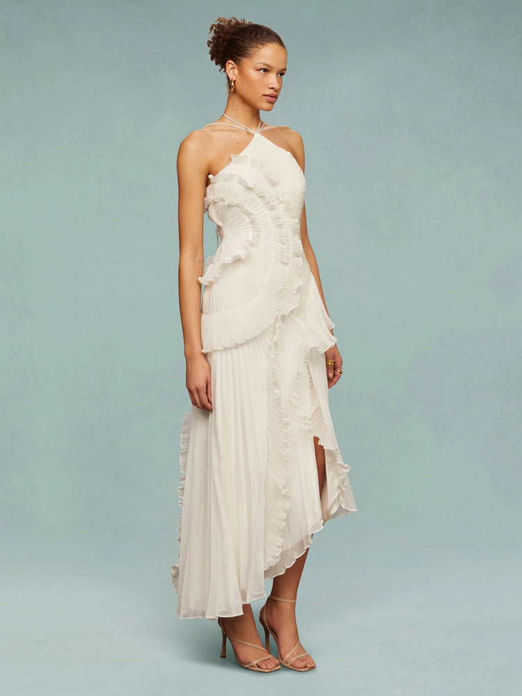 Louisa | Wedding Guest Maxi Dress Halter Pleated