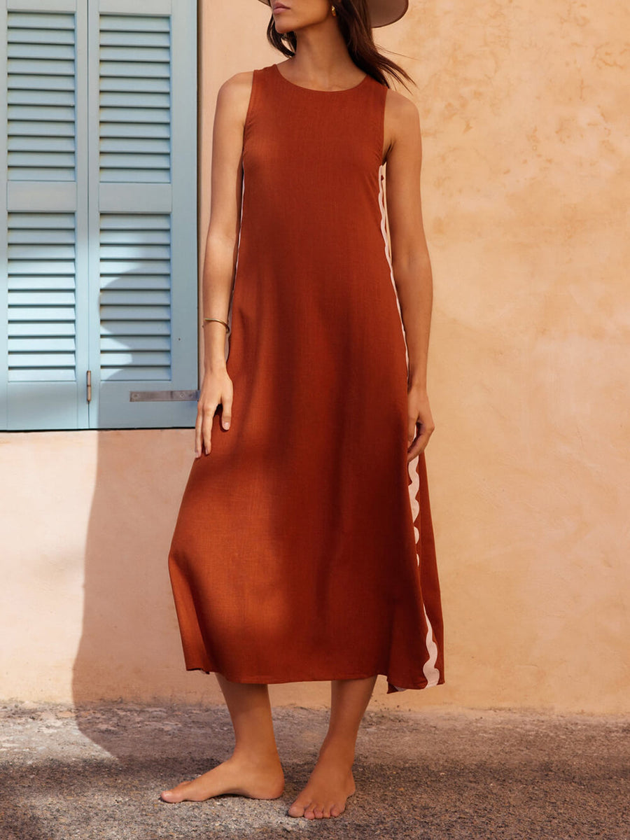 Reese | Midi Dress Round Neck Side Slit