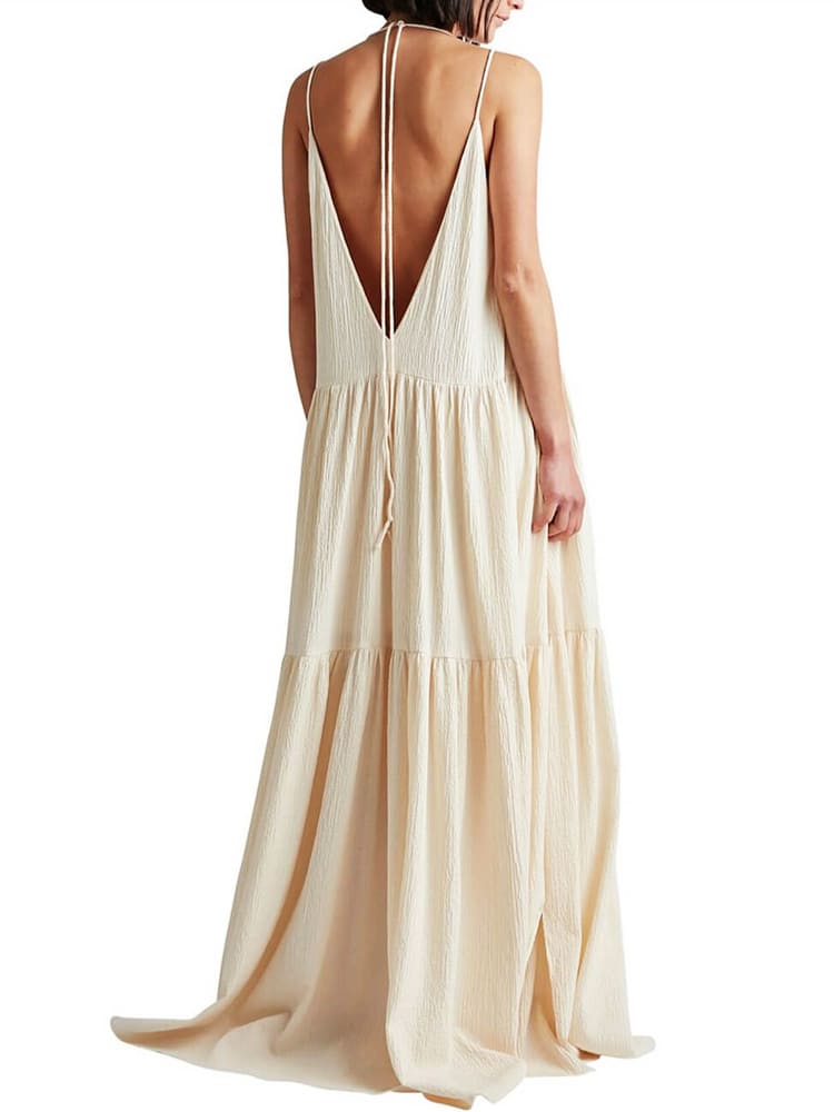 Lorraine | Boho Maxi Dress Plunging Tiered