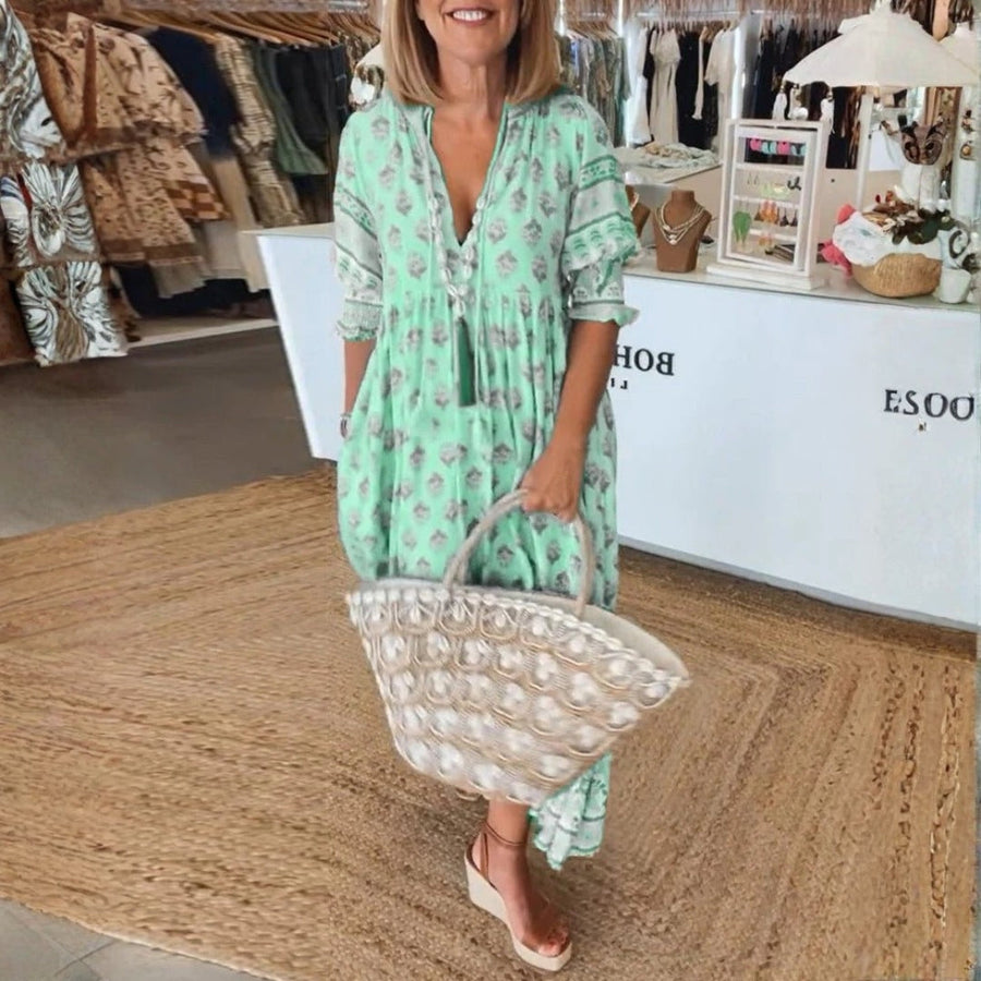 Susanna | Boho Maxi Dress Tassel V-Neck