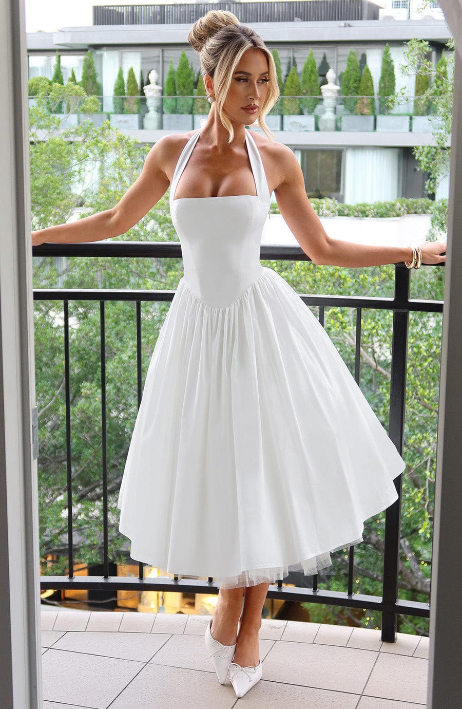 Katherine | Wedding Guest Midi Dress Halter