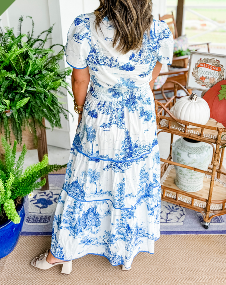 Florence | Boho Midi Dress A-Line Puff Sleeve