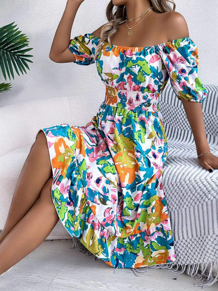 Miranda | Boho Midi Sundress Off-Shoulder Floral