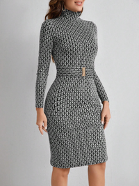 Sandra | Office Midi Dress Bodycon Mock Neck